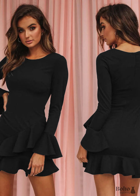 black boho dress short
